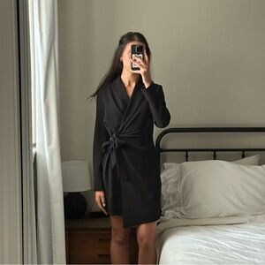 Boohoo black wrap mini dress